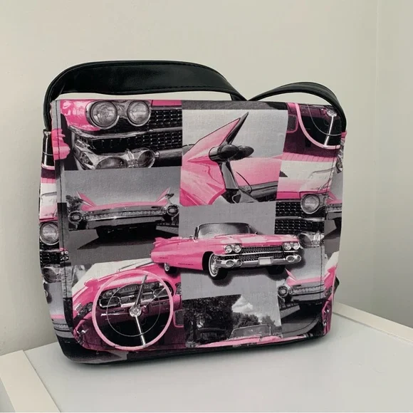 Pink Vintage Car Print Crossbody Bag - Picture 8 of 8